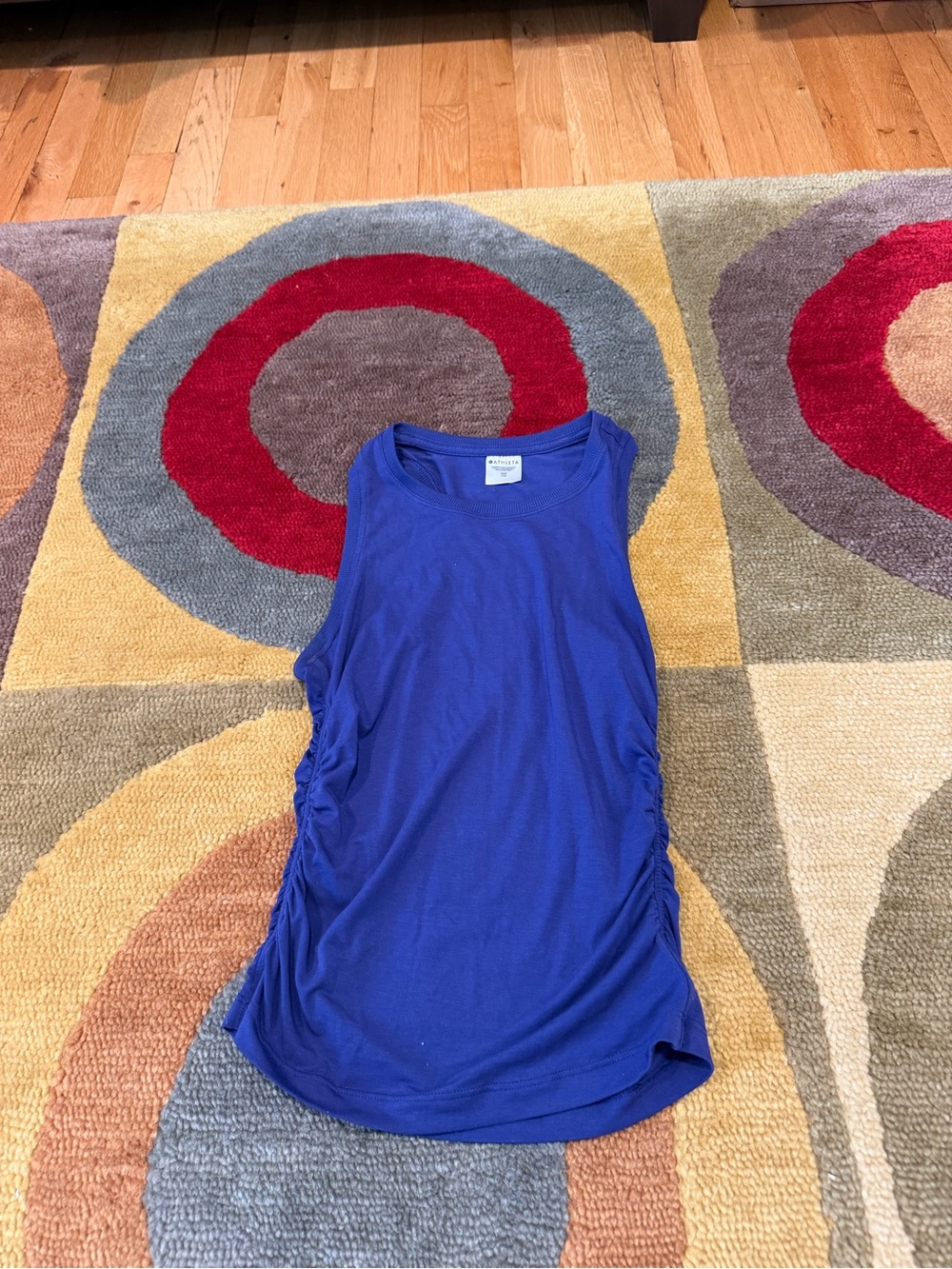 Athleta Women Move With Ease Muscle Tank Top Cinched Sides Indigo Blue Size XXS
